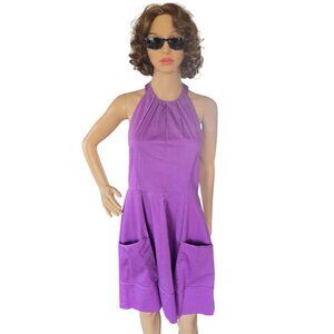 Vintage y2k Jessica Simpson Purple High Neck A Line Dress Backless Women Size 10